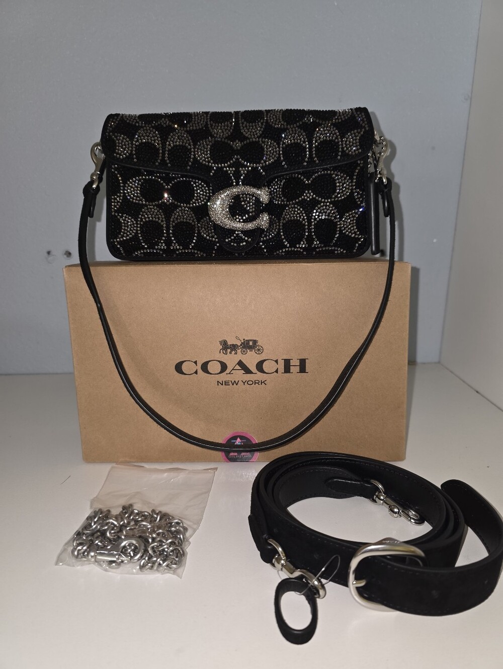 Coach Black Signature Crystal Tabby 20